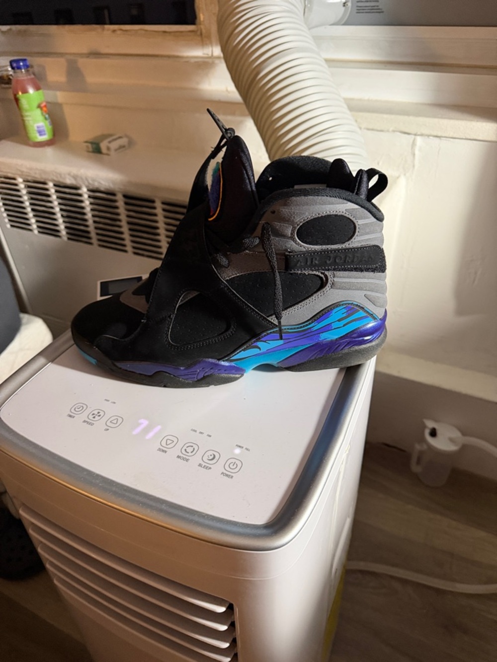 Jordan mens High-Top Sneakers in Black, Gray and Blue-Purple Accent